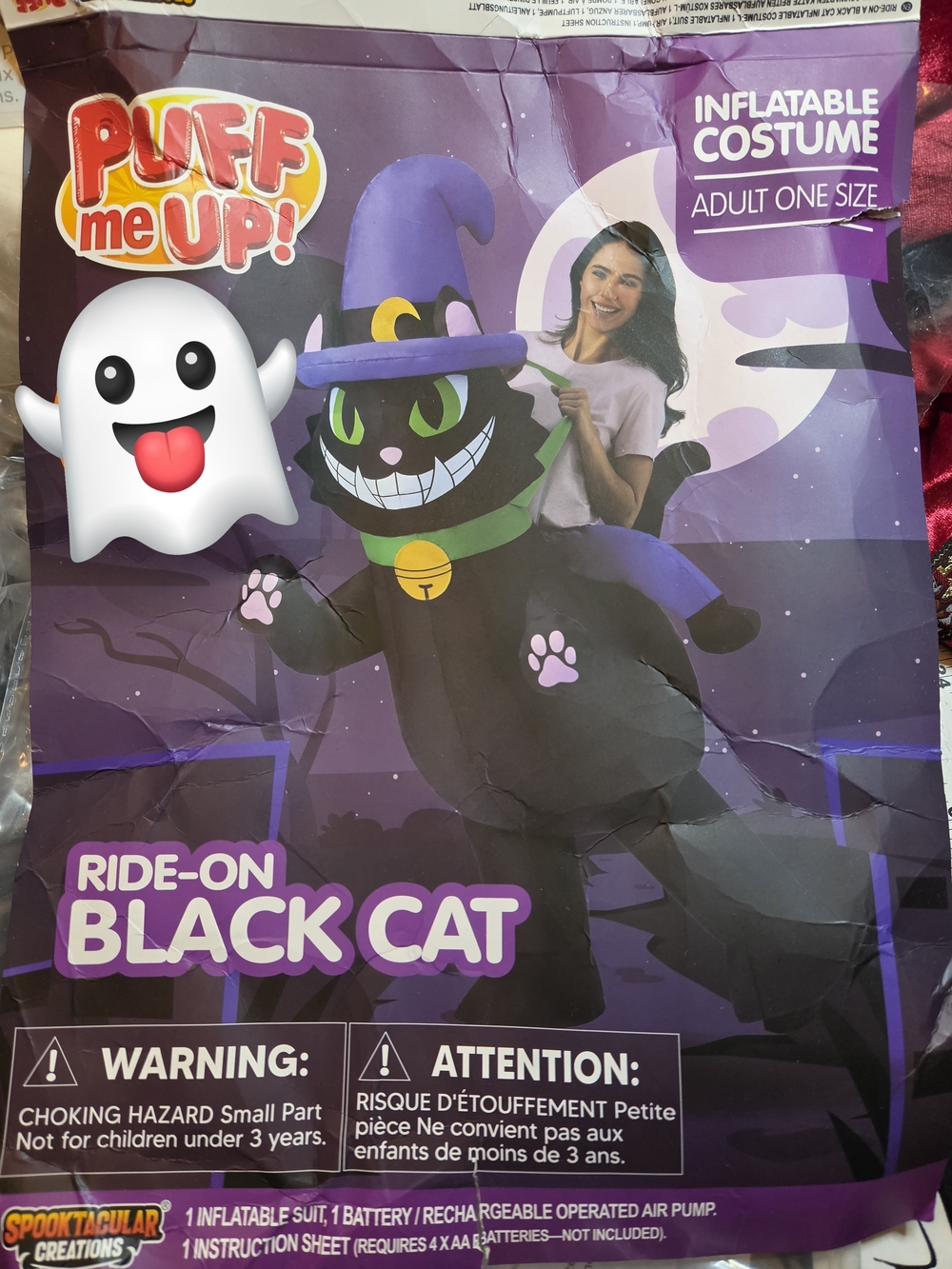 Ride-On Black Cat Inflatable Costume - Black